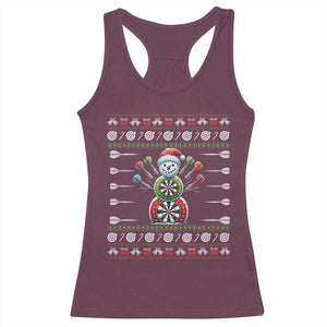 Funny Snowman Dartboard Racerback Tank Top Dartist Ugly Christmas Gift TS12 Maroon Print Your Wear