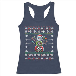 Funny Snowman Dartboard Racerback Tank Top Dartist Ugly Christmas Gift TS12 Navy Print Your Wear