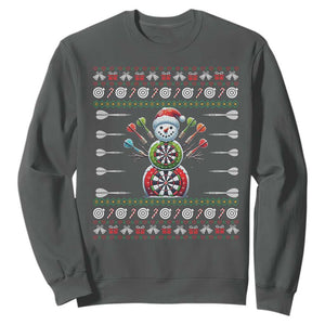 Funny Snowman Dartboard Sweatshirt Dartist Ugly Christmas Gift TS12 Dark Heather Print Your Wear