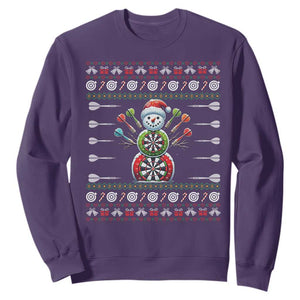 Funny Snowman Dartboard Sweatshirt Dartist Ugly Christmas Gift TS12 Purple Print Your Wear