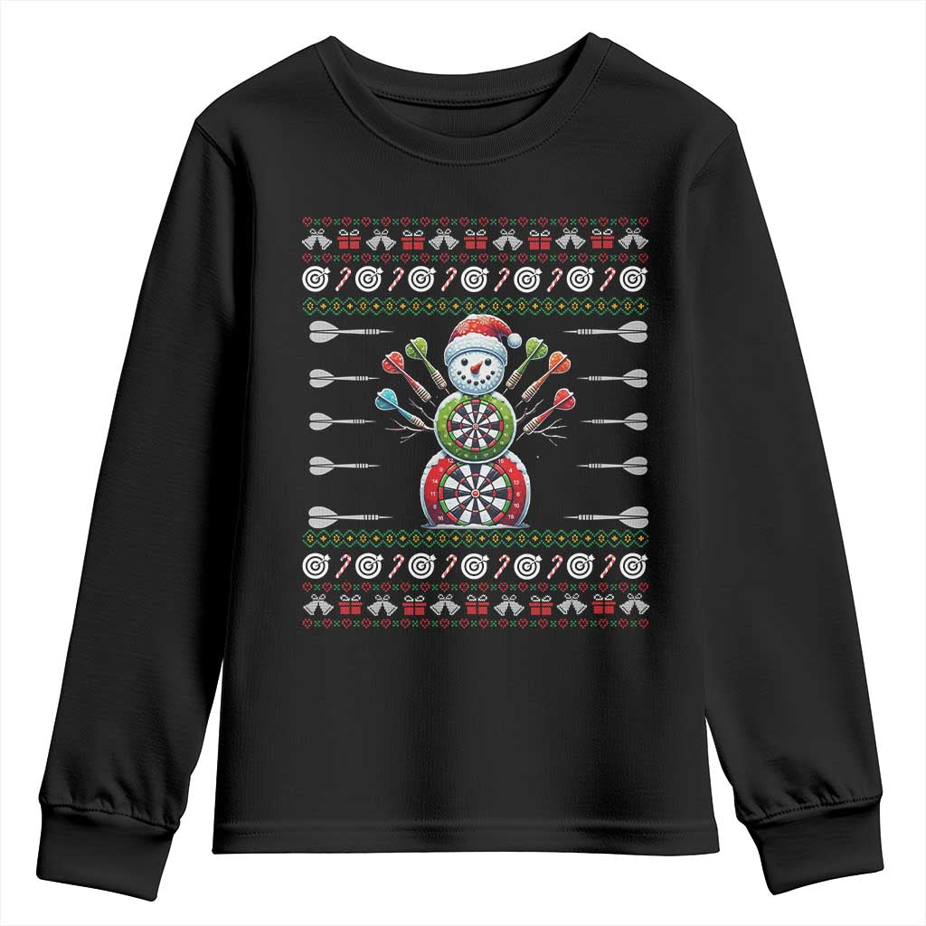 Funny Snowman Dartboard Youth Sweatshirt Dartist Ugly Christmas Gift TS12 Black Print Your Wear
