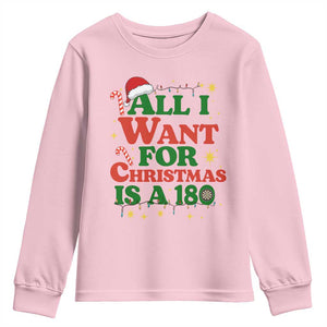 Funny Dart Player Youth Sweatshirt All I Want For Christmas Is A 180 TS12 Light Pink Print Your Wear