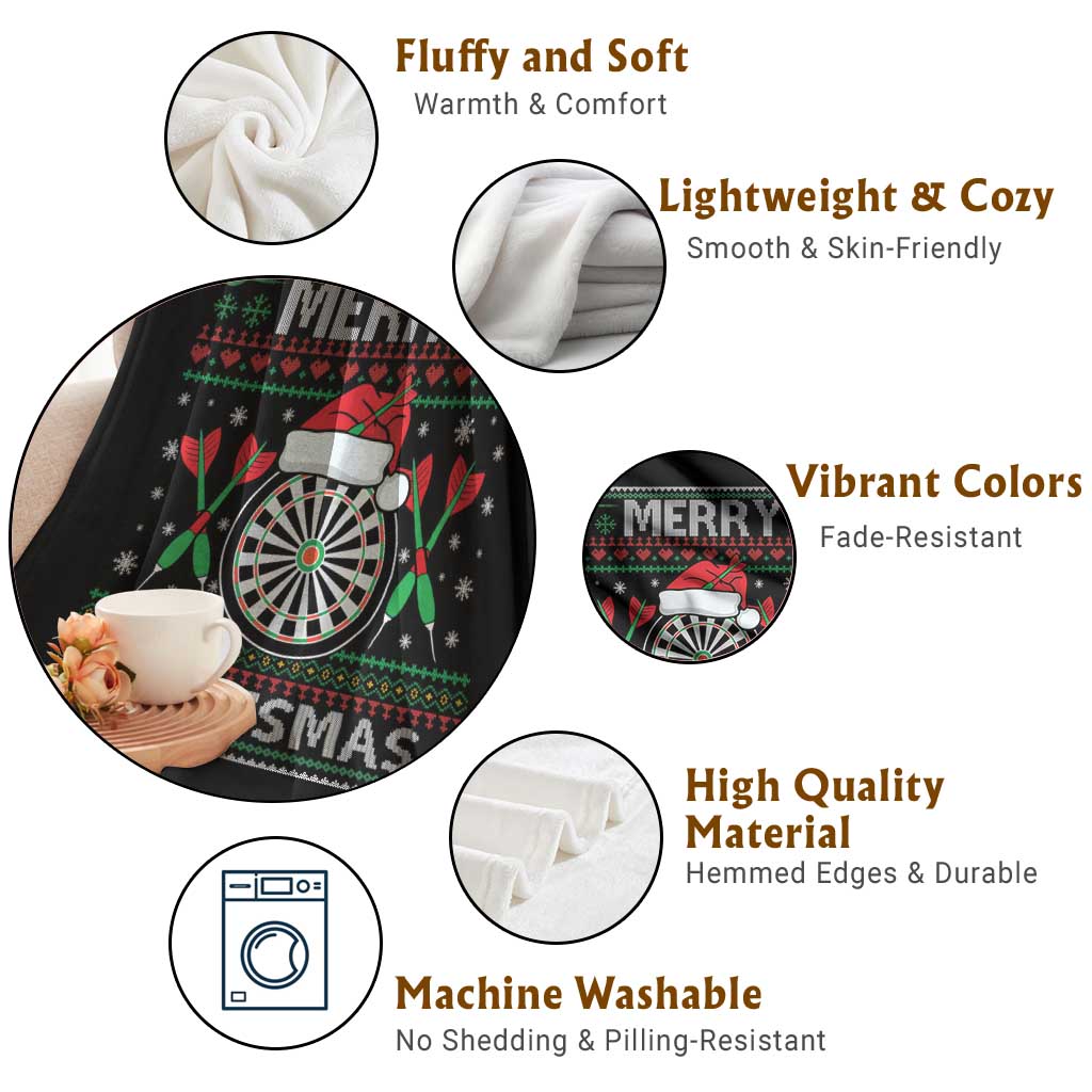 Christmas Dart Player Gift Throw Blanket Merry Dartsmas TS12 Print Your Wear
