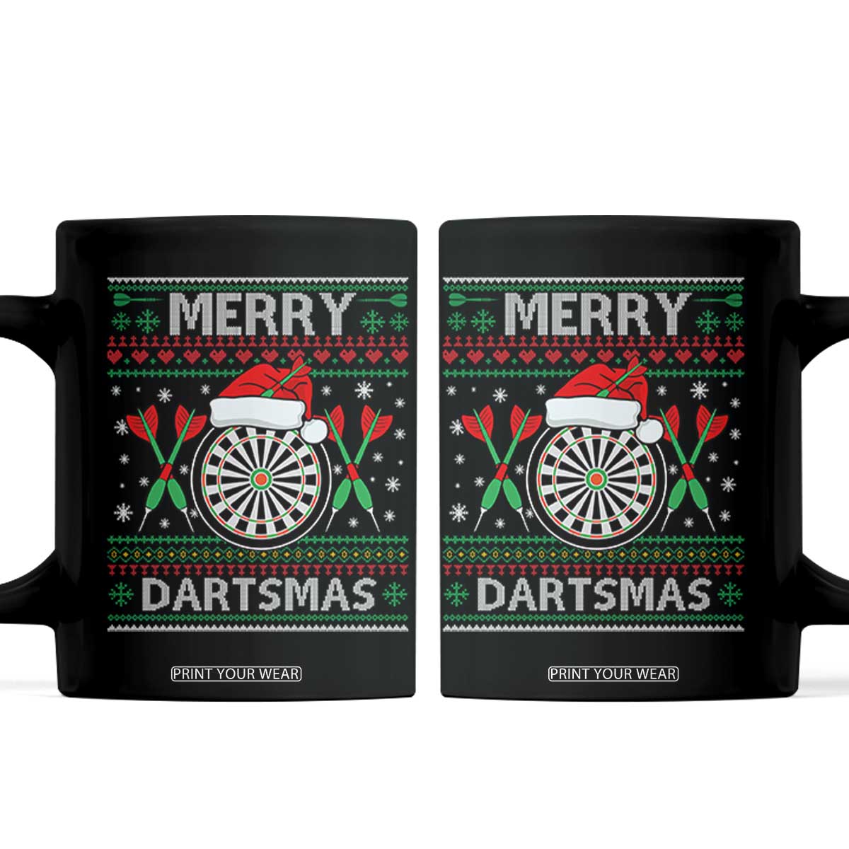 Christmas Dart Player Gift Coffee Mug Merry Dartsmas TS12 Black Print Your Wear