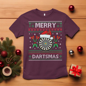 Christmas Dart Player Gift T Shirt Merry Dartsmas TS12 Maroon Print Your Wear