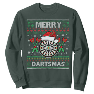 Christmas Dart Player Gift Sweatshirt Merry Dartsmas TS12 Dark Forest Green Print Your Wear
