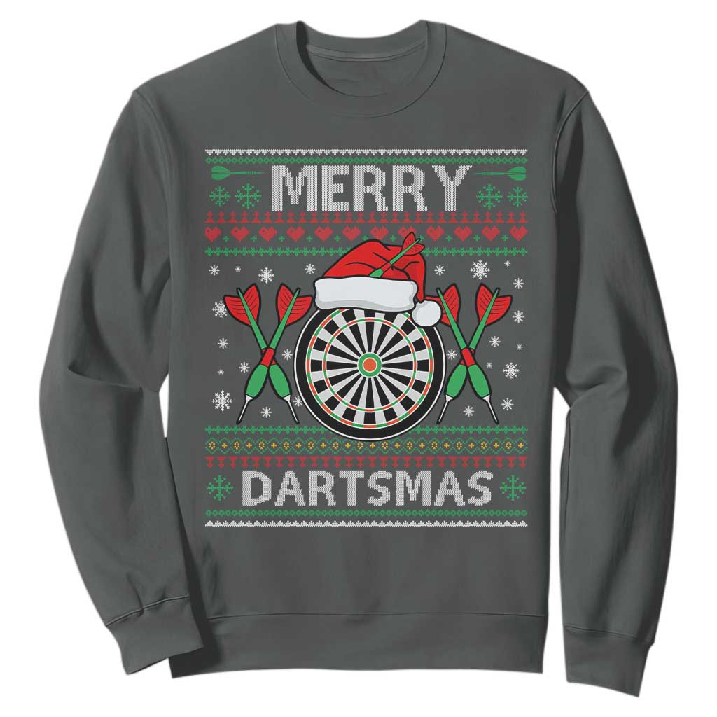 Christmas Dart Player Gift Sweatshirt Merry Dartsmas TS12 Dark Heather Print Your Wear
