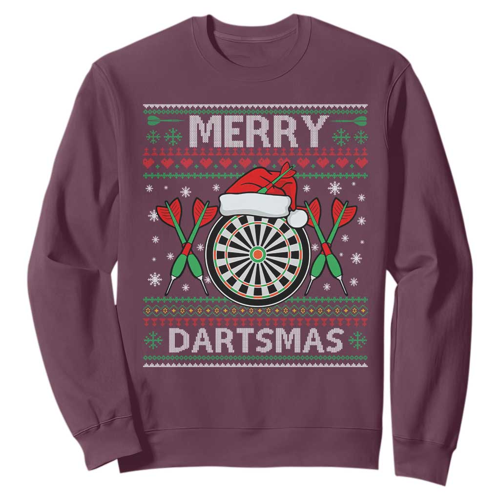Christmas Dart Player Gift Sweatshirt Merry Dartsmas TS12 Maroon Print Your Wear