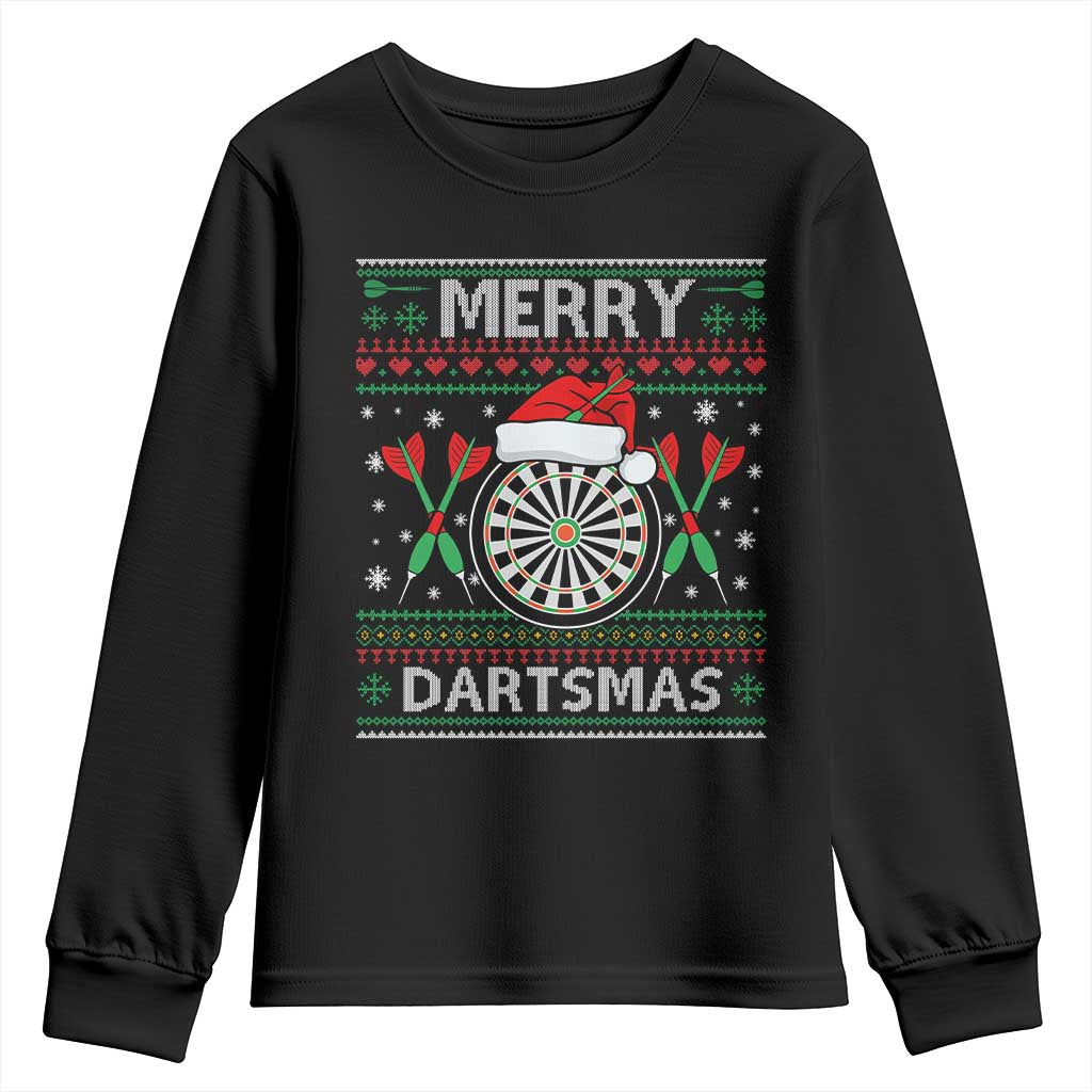 Christmas Dart Player Gift Youth Sweatshirt Merry Dartsmas TS12 Black Print Your Wear