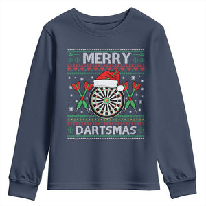 Christmas Dart Player Gift Youth Sweatshirt Merry Dartsmas TS12 Navy Print Your Wear