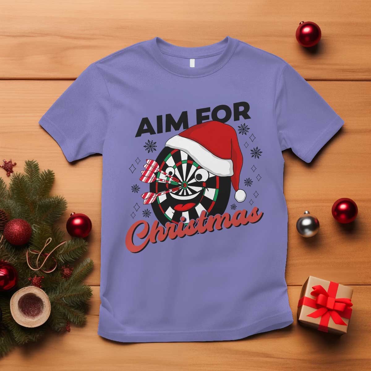Funny Dart Player Aim For Christmas T Shirt Gift For Dartist TS12 Violet Print Your Wear