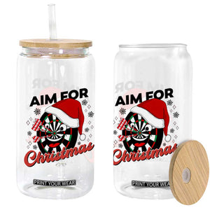 Funny Dart Player Aim For Christmas Glass Can Gift For Dartist TS12 Print Your Wear