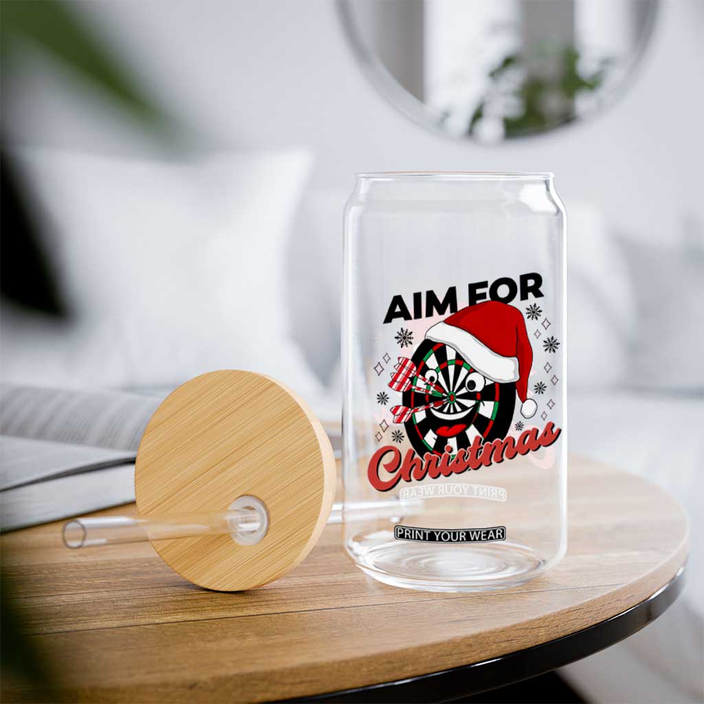 Funny Dart Player Aim For Christmas Glass Can Gift For Dartist TS12 Print Your Wear