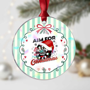 Funny Dart Player Aim For Christmas Holographic Acrylic Ornament Gift For Dartist