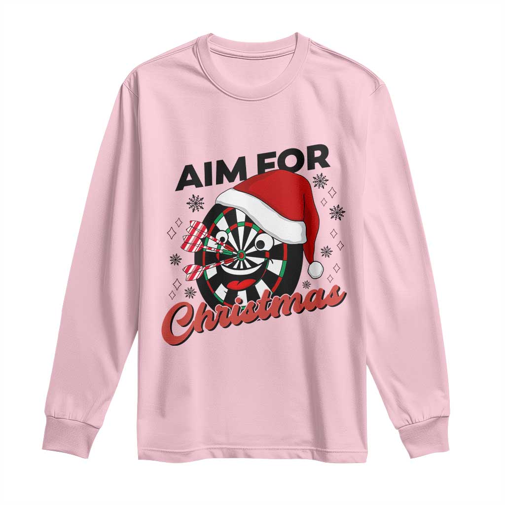 Funny Dart Player Aim For Christmas Long Sleeve Shirt Gift For Dartist TS12 Light Pink Print Your Wear