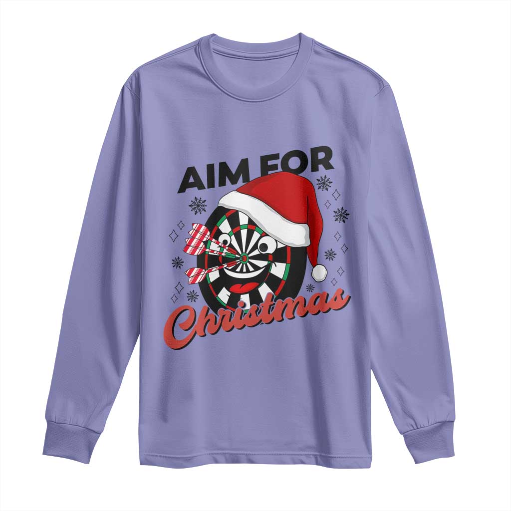 Funny Dart Player Aim For Christmas Long Sleeve Shirt Gift For Dartist TS12 Violet Print Your Wear