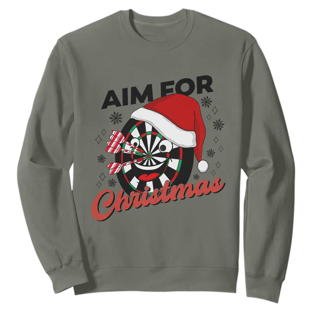 Funny Dart Player Aim For Christmas Sweatshirt Gift For Dartist TS12 Military Green Print Your Wear