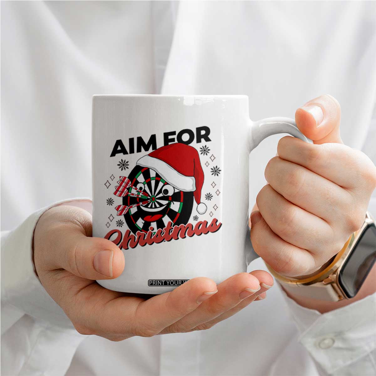 Funny Dart Player Aim For Christmas Coffee Mug Gift For Dartist TS12 Print Your Wear