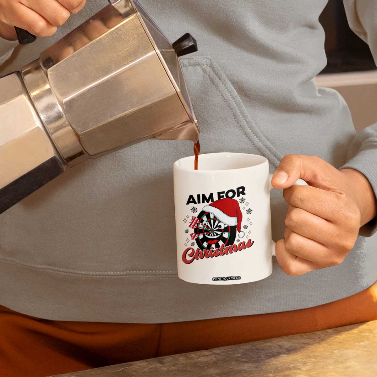 Funny Dart Player Aim For Christmas Coffee Mug Gift For Dartist TS12 Print Your Wear