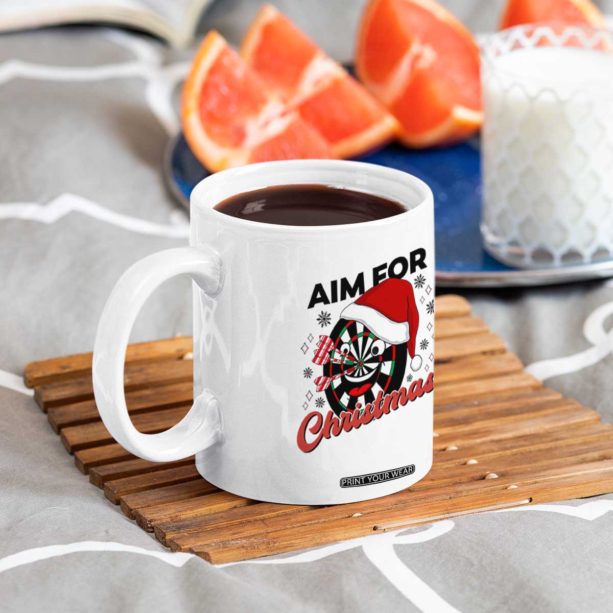 Funny Dart Player Aim For Christmas Coffee Mug Gift For Dartist TS12 Print Your Wear