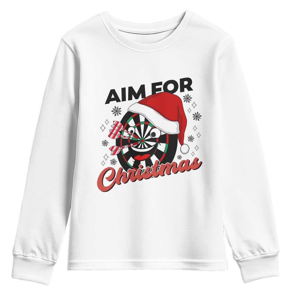 Funny Dart Player Aim For Christmas Youth Sweatshirt Gift For Dartist TS12 White Print Your Wear