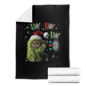 Funny Cat Throwing Dart Ho Ho Ho Throw Blanket Christmas Gift For Dart Player TS12 Black Print Your Wear