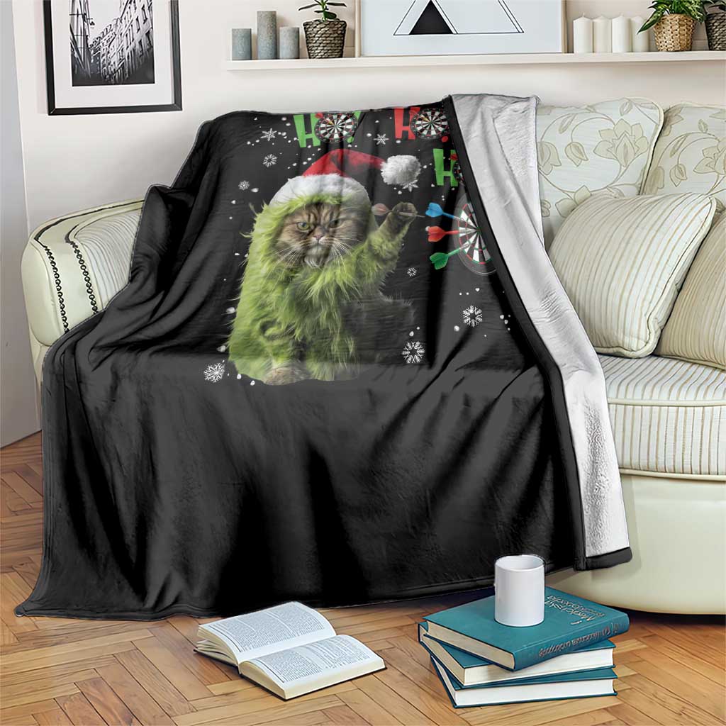 Funny Cat Throwing Dart Ho Ho Ho Throw Blanket Christmas Gift For Dart Player TS12 Print Your Wear