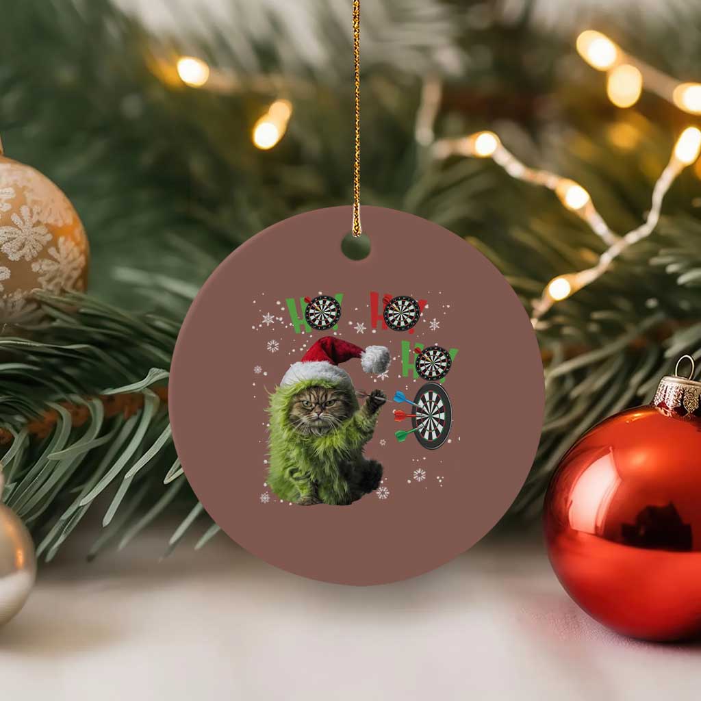 Funny Cat Throwing Dart Ho Ho Ho Ceramic Ornament Christmas Gift For Dart Player TS12 1pc Mocha Print Your Wear