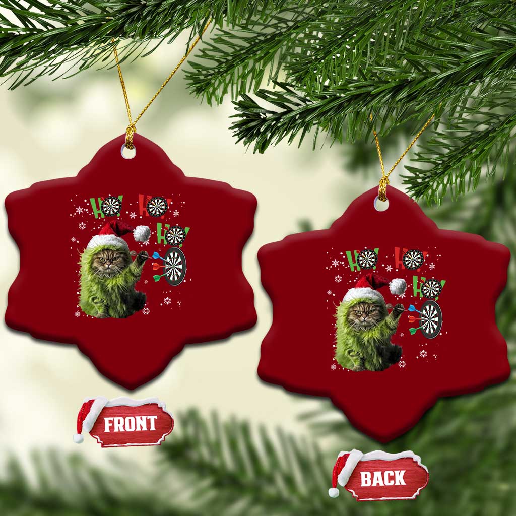 Funny Cat Throwing Dart Ho Ho Ho Ceramic Ornament Christmas Gift For Dart Player TS12 Print Your Wear