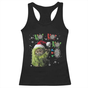 Funny Cat Throwing Dart Ho Ho Ho Racerback Tank Top Christmas Gift For Dart Player TS12 Black Print Your Wear