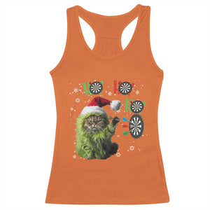 Funny Cat Throwing Dart Ho Ho Ho Racerback Tank Top Christmas Gift For Dart Player TS12 Orange Print Your Wear