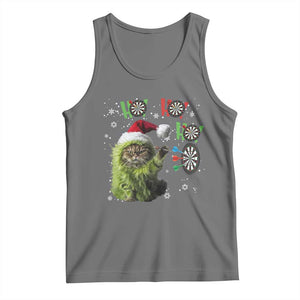 Funny Cat Throwing Dart Ho Ho Ho Tank Top Christmas Gift For Dart Player TS12 Black Heather Print Your Wear