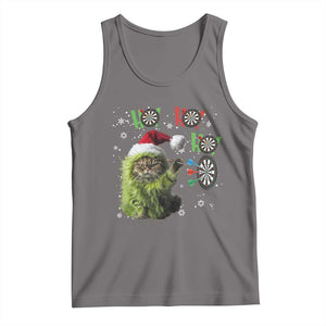 Funny Cat Throwing Dart Ho Ho Ho Tank Top Christmas Gift For Dart Player TS12 Deep Heather Print Your Wear