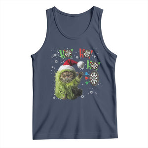 Funny Cat Throwing Dart Ho Ho Ho Tank Top Christmas Gift For Dart Player TS12 Navy Print Your Wear