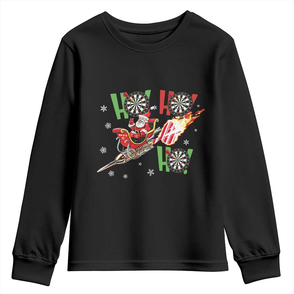 Christmas Dart Game Youth Sweatshirt Funny Ho Ho Ho Dart Player Holiday Gift TS12 Black Print Your Wear