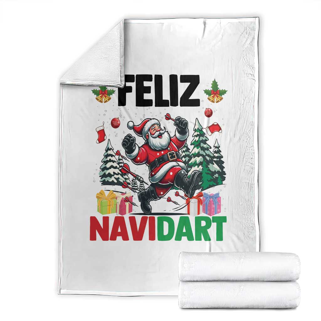 Dartist Feliz Navidart Throw Blanket Funny Santa Running From Darts Christmas Gift TS12 White Print Your Wear