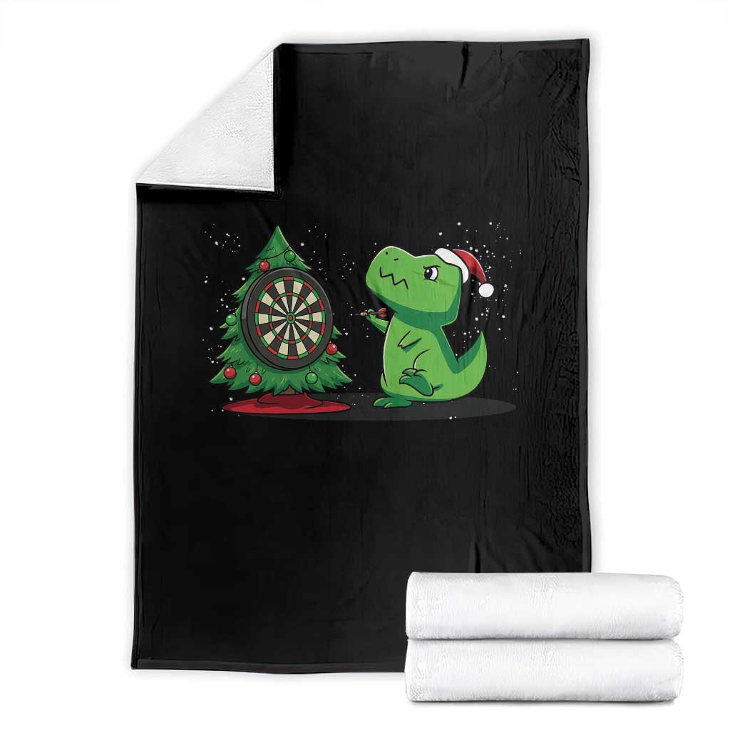 Christmas Dinosaur Dart Player Throw Blanket Funny Dino Lover TS12 Black Print Your Wear