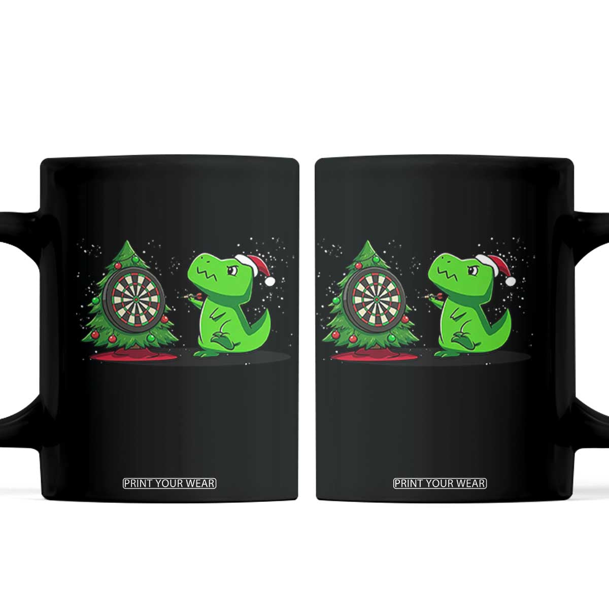 Christmas Dinosaur Dart Player Coffee Mug Funny Dino Lover TS12 Black Print Your Wear