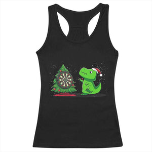 Christmas Dinosaur Dart Player Racerback Tank Top Funny Dino Lover TS12 Black Print Your Wear