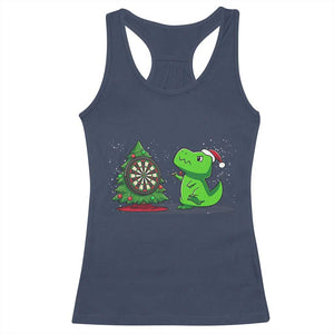 Christmas Dinosaur Dart Player Racerback Tank Top Funny Dino Lover TS12 Navy Print Your Wear