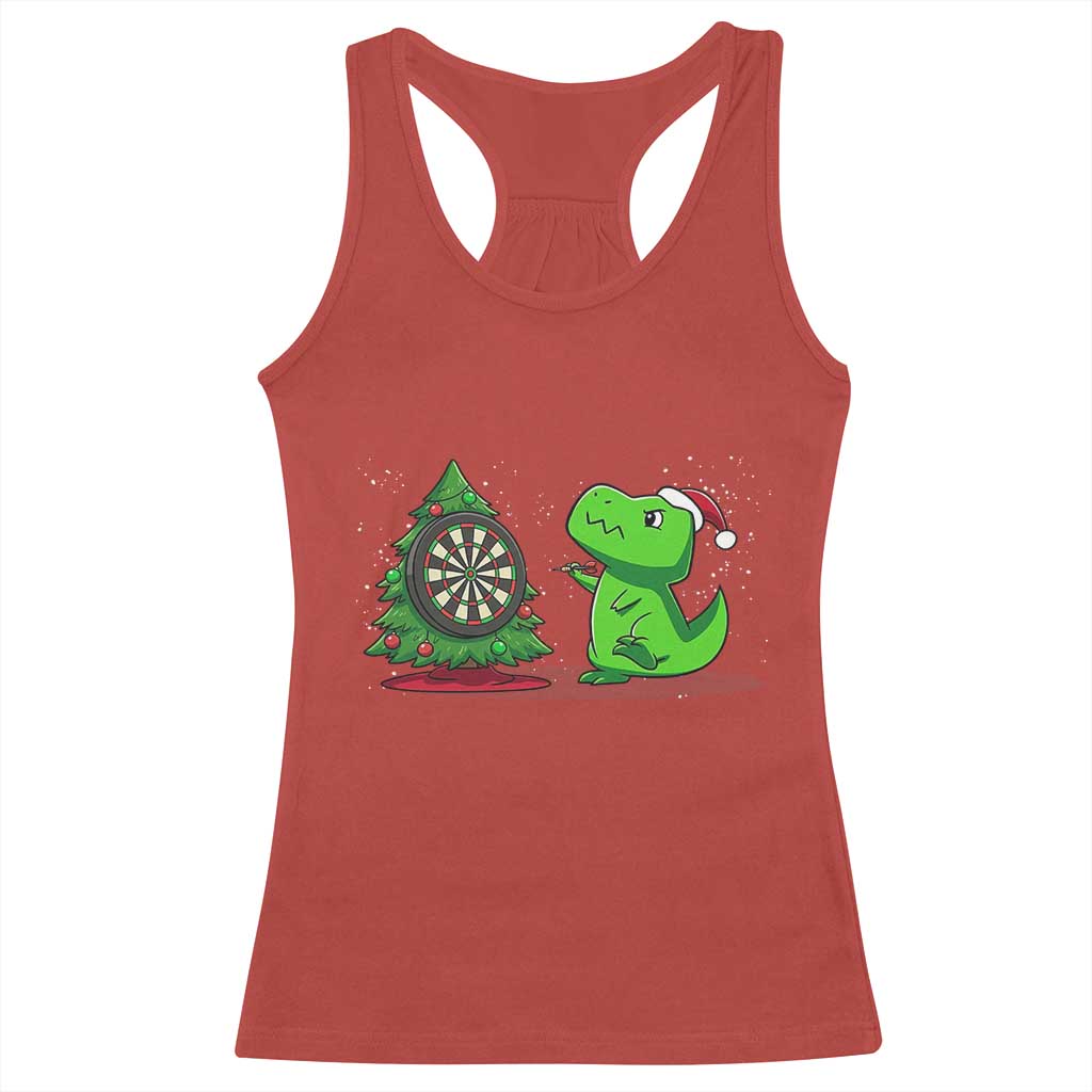 Christmas Dinosaur Dart Player Racerback Tank Top Funny Dino Lover TS12 Red Print Your Wear