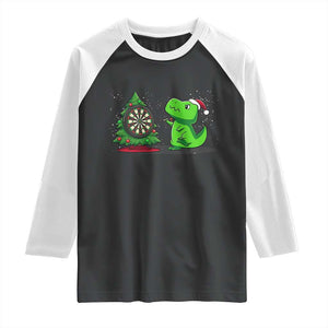 Christmas Dinosaur Dart Player Raglan Shirt Funny Dino Lover TS12 Black White Print Your Wear