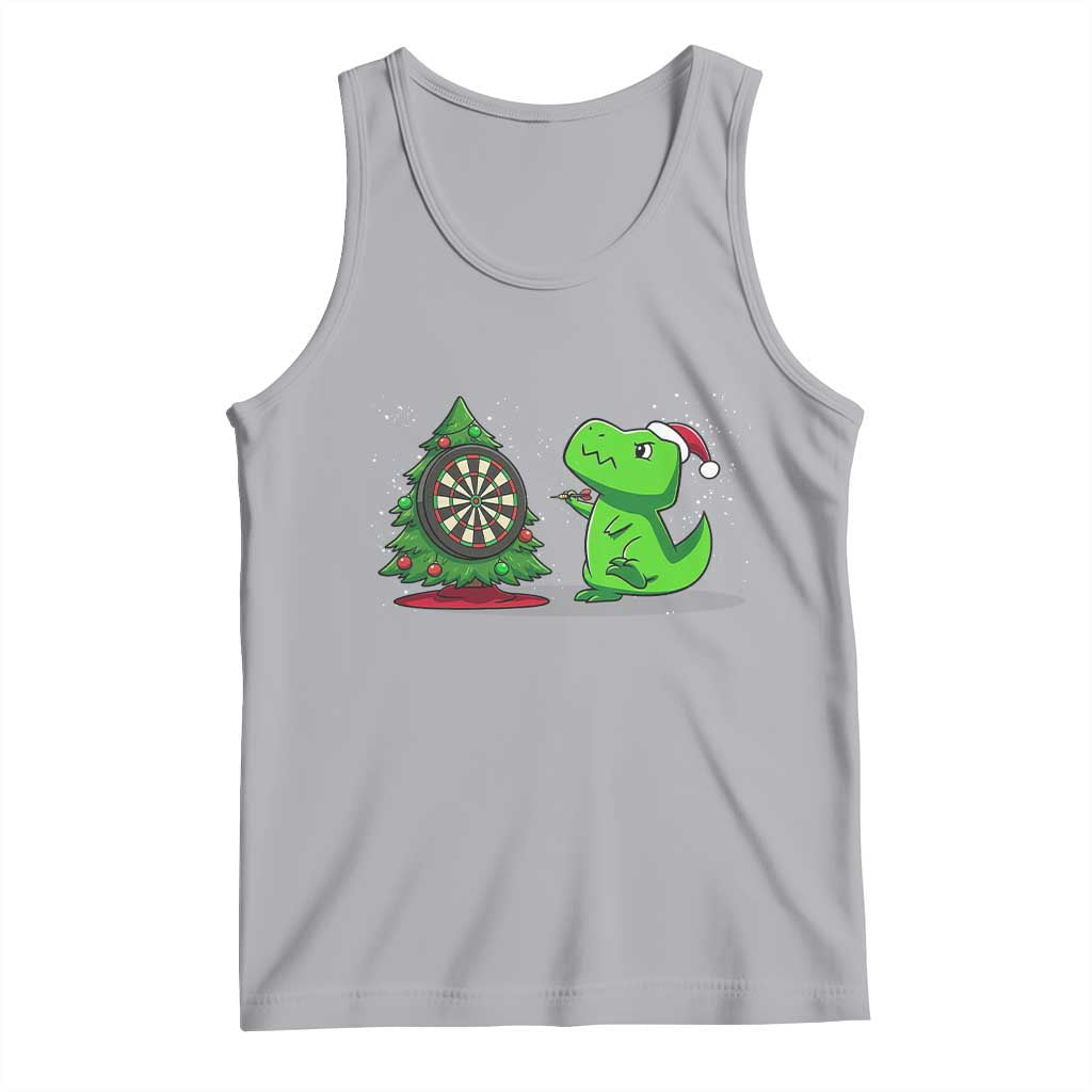 Christmas Dinosaur Dart Player Tank Top Funny Dino Lover TS12 Athletic Heather Print Your Wear