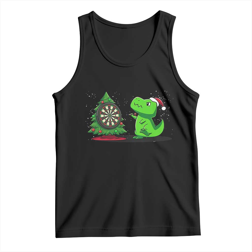 Christmas Dinosaur Dart Player Tank Top Funny Dino Lover TS12 Black Print Your Wear