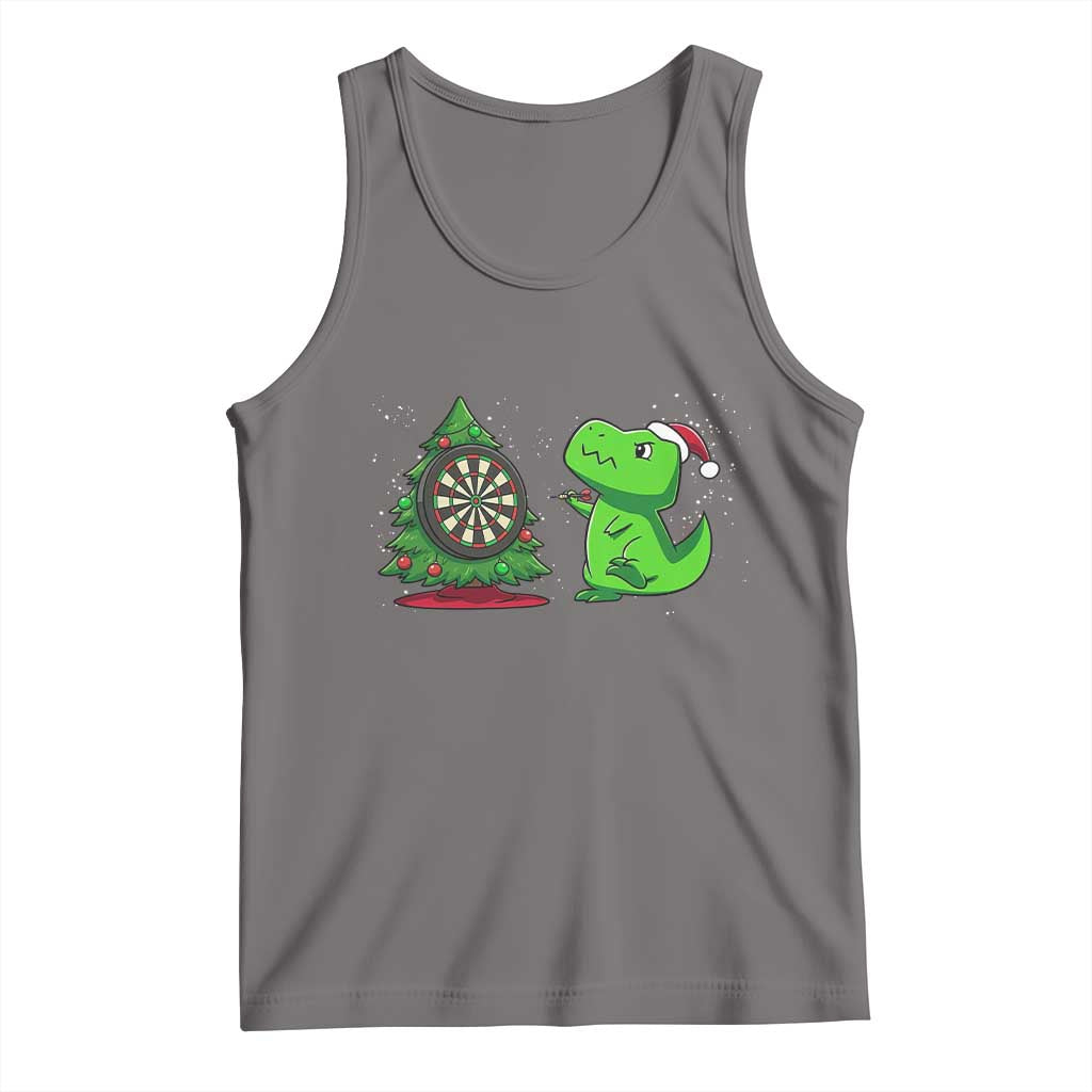 Christmas Dinosaur Dart Player Tank Top Funny Dino Lover TS12 Deep Heather Print Your Wear