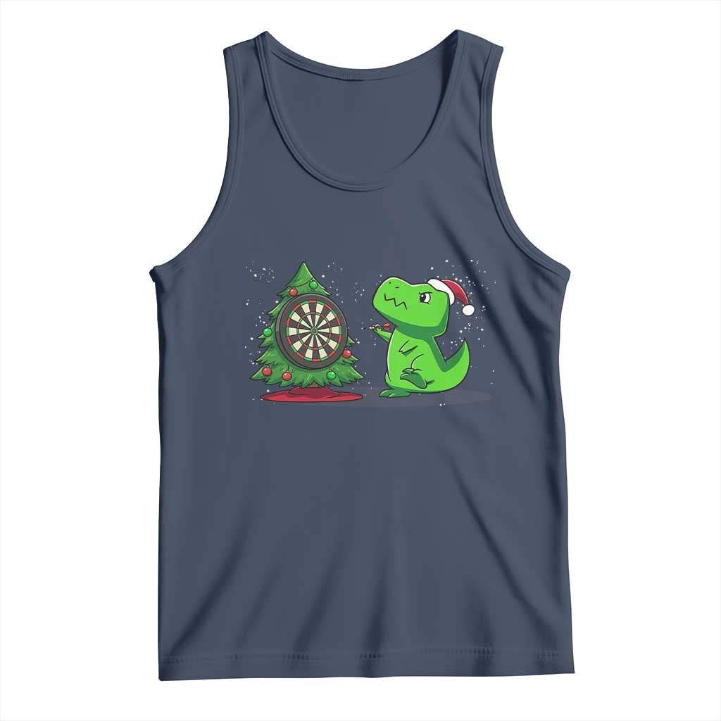 Christmas Dinosaur Dart Player Tank Top Funny Dino Lover TS12 Navy Print Your Wear