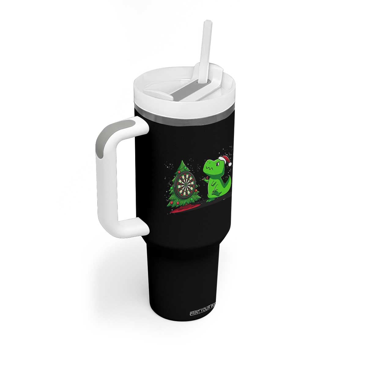 Christmas Dinosaur Dart Player Tumbler With Handle Funny Dino Lover TS12 Print Your Wear