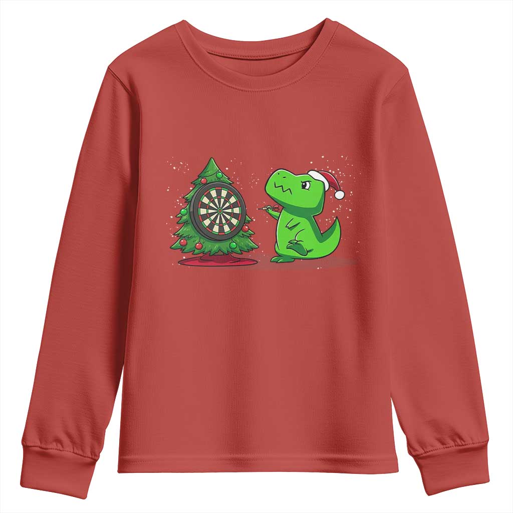 Christmas Dinosaur Dart Player Youth Sweatshirt Funny Dino Lover TS12 Red Print Your Wear