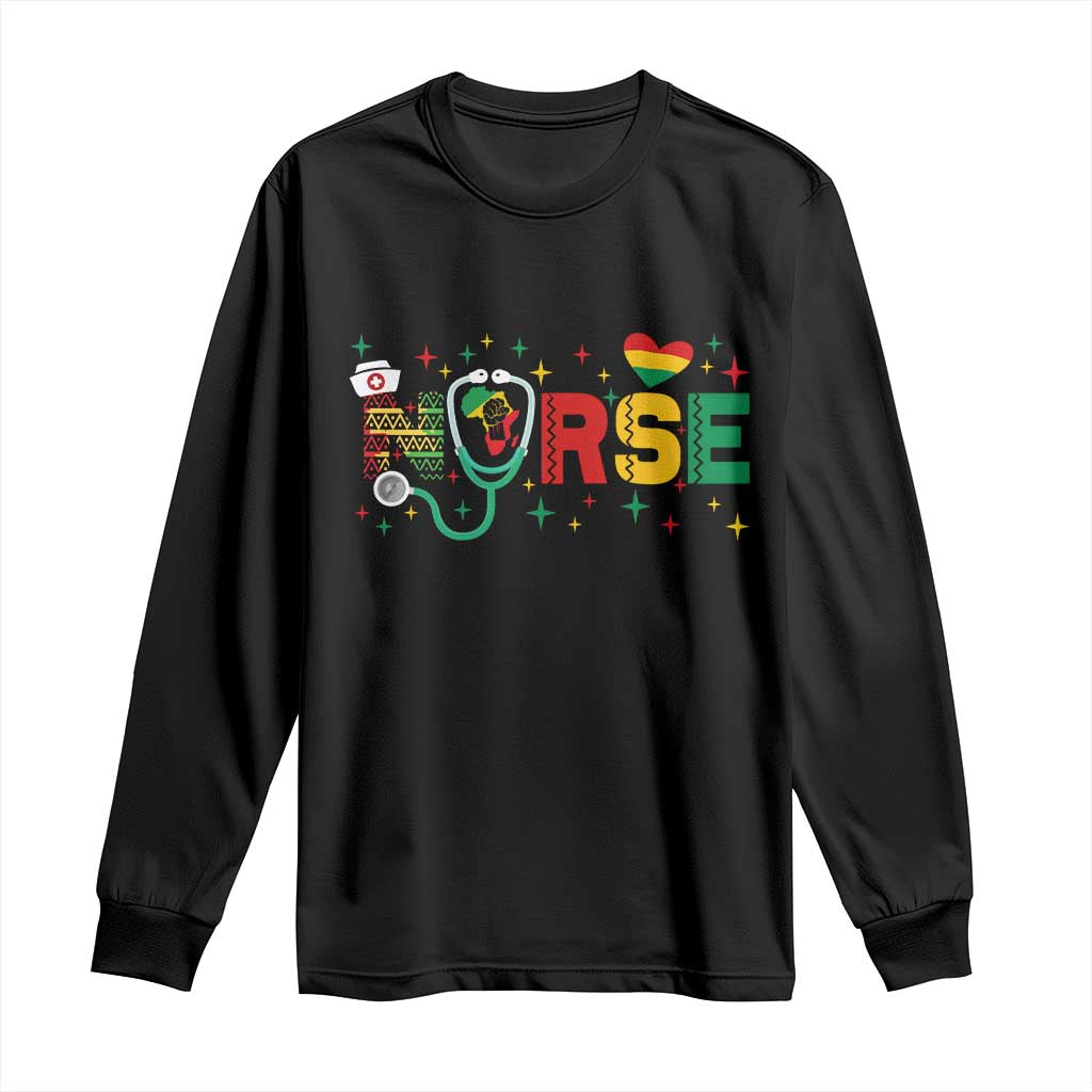 Proud Black Nurse Long Sleeve Shirt Black History Month Gift TS12 Black Print Your Wear