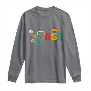 Proud Black Nurse Long Sleeve Shirt Black History Month Gift TS12 Charcoal Print Your Wear